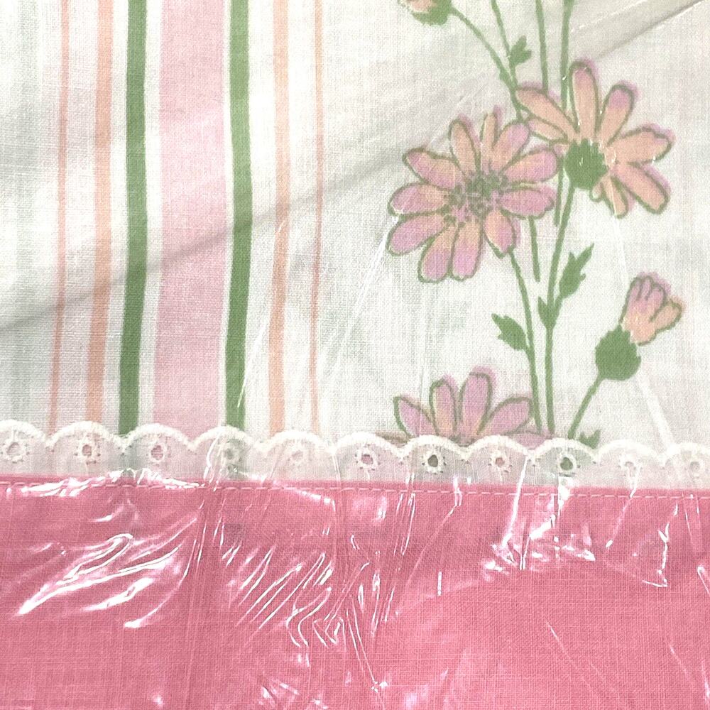 Vintage NOS Flat Sheet Dantrel No Iron Daisy Mae Pink Double Size Floral NEW